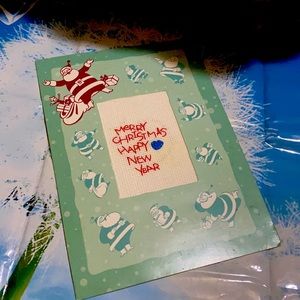 Cross Stitch Marry Christmas Happy New Year Gift Card